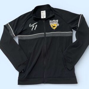 Nike Dry-Fit Black Jacket Unisex Black and Gray Track with Crest Size M.